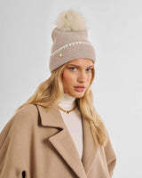 Katie Loxton Whipstitch Pom Pom Hat – Taupe