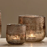 Konara Glass Tealight Holder – Copper Smoke