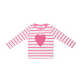 Bob & Blossom Pink & White Breton Striped Heart T Shirt