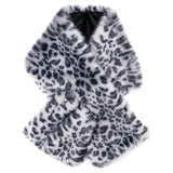 Luxe Faux Fur Scarf – Silver Leopard