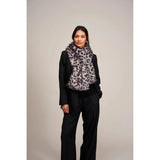 Luxe Faux Fur Scarf – Silver Leopard