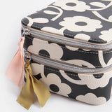 Caroline Gardner Charcoal Mono Flower Cosmetic Bag