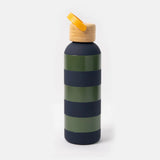 Navy/Khaki Stripe Metal Water Bottle 500ml