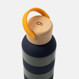 Navy/Khaki Stripe Metal Water Bottle 500ml