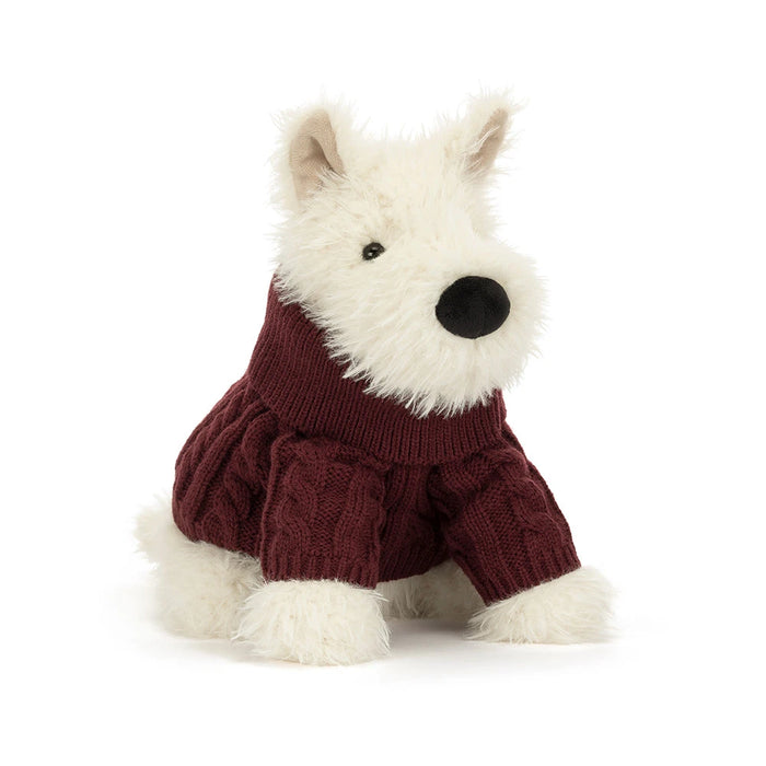 Jellycat Munro Scottie Dog in Winter Jumper Soft Toy