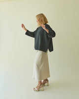 CHALK Maeve Satin Bias Midi Skirt in Champagne