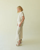 CHALK Maeve Satin Bias Midi Skirt in Champagne