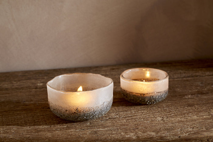 Riyara Recycled Glass Tealights - Silver Sparkle - (Set of 2)