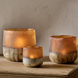 Ngolo Glass Tealight Holder - Amber