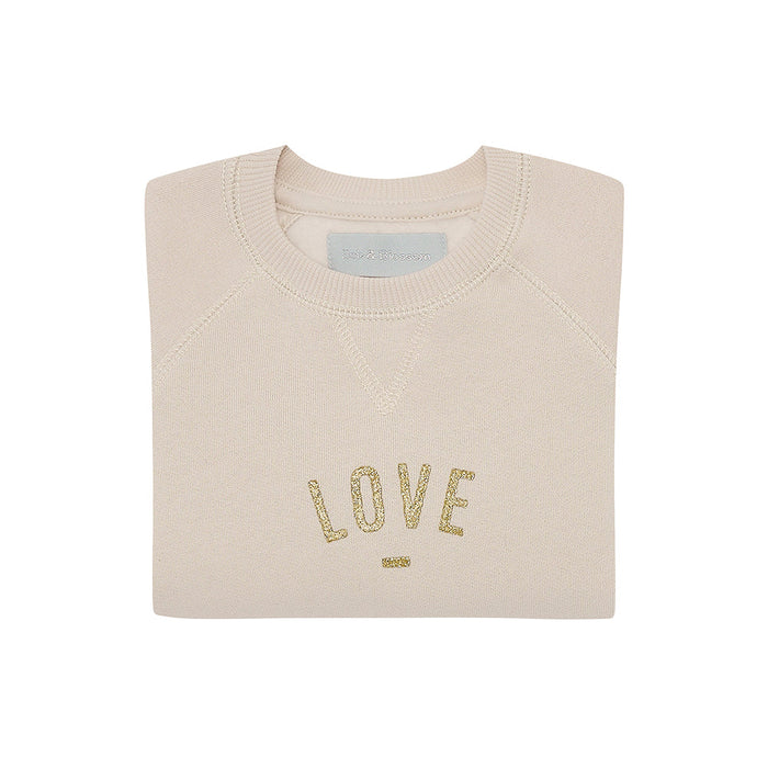Oatmeal Gold Glitter 'LOVE' Sweatshirt