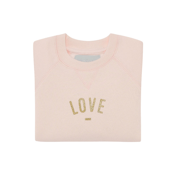 Powder Pink Gold Glitter 'LOVE' Sweatshirt