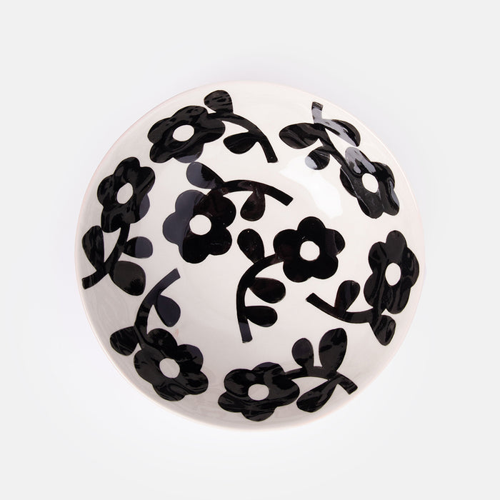 Caroline Gardner Mono Flower Shallow Bowl