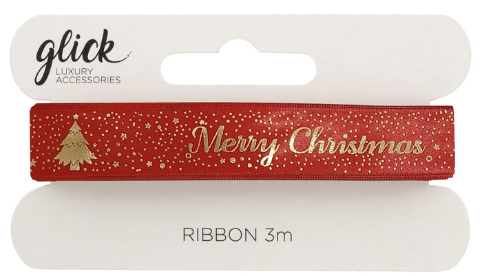 Merry Christmas Red Grosgrain Ribbon – 3m