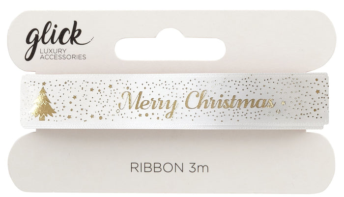 Merry Christmas Cream Grosgrain Ribbon – 3m
