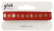 Snowflakes Red Grosgrain Ribbon – 3m
