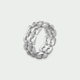 Linear Woven Chain Ring - Silver