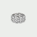 Linear Woven Chain Ring - Silver