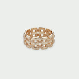 Tutti Linear Woven Chain Ring - Gold