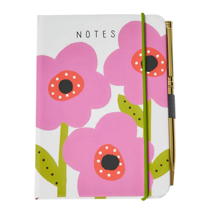 Mauve Flower Pocket Notebook & Pen – A5 Hardback Notebook