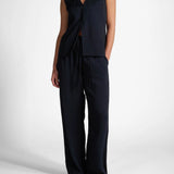 Wide Leg Trousers - Navy