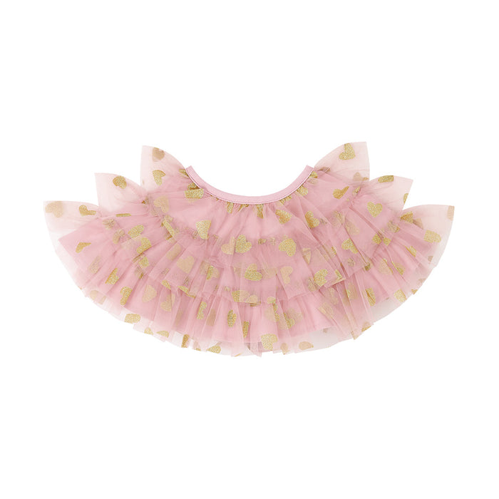 Vintage Pink with Gold Glitter Heart Cape