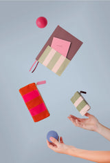 Orange & Pink Stripe Velvet Rectangle Pencil Case