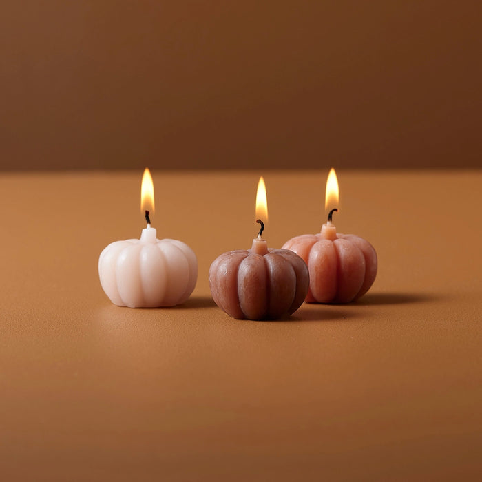 Set of 3 Pumpkin Shaped Candles