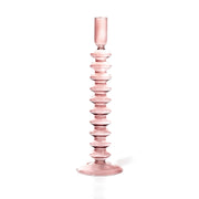 Tapered Glass Candle Holder - Rose Pink