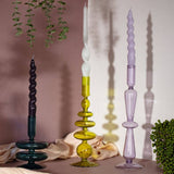 Taper Holder - Coloured Glass - Teal