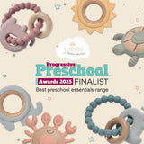 Elephant Silicone & Wood Teething Ring – Pink Haze