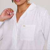 Luxury Cotton Modal Long Pyjama Set in White - UK Size 12