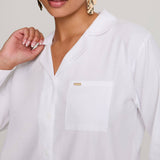 Luxury Cotton Modal Long Pyjama Set in White - UK Size 14