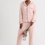 Bamboo Long Pyjama Set UK 12 - Pink Clay