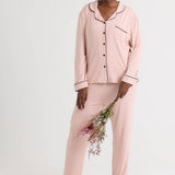 Bamboo Long Pyjama Set UK 10 - Pink Clay