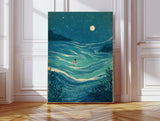 Impressionist Female Night Swim Landscape Art Print – A2