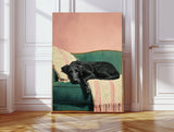Cozy Black Dog Art Print  : A3