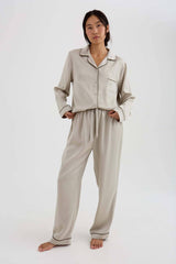 Eco Satin Long Pyjama Set – Pelican, UK 12