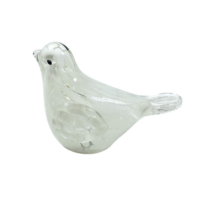 White Speckled LED Glass Bird Lamp