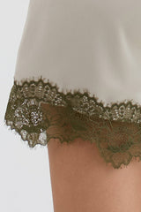 Eco Satin Lace Capri Trousers – Pelican, UK 10