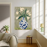 White Flower Vase Abstract Art Print