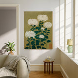 Japanese Chrysanthemum Green Floral Art Print