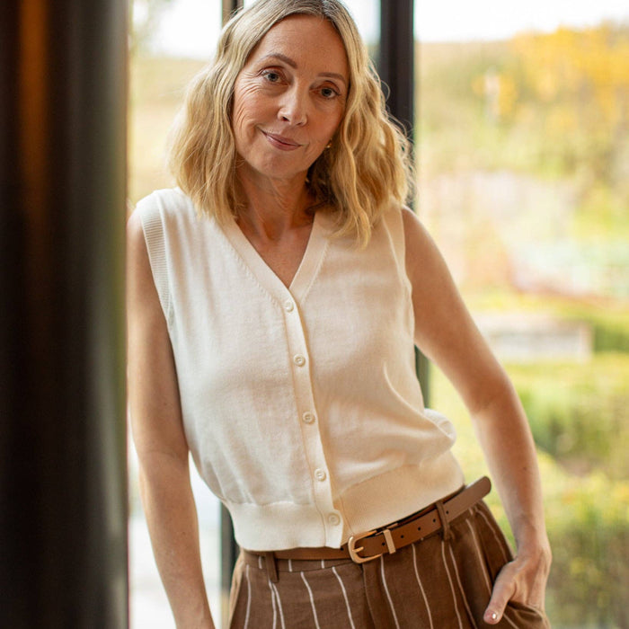 CHALK Liv Cashmere Blend Waistcoat in Cream