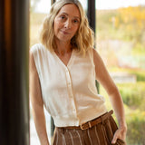 CHALK Liv Cashmere Blend Waistcoat in Cream
