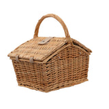 2 Person Natural Wicker Green Polka Dot Picnic Basket