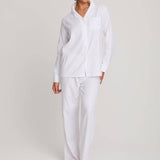 Luxury Cotton Modal Long Pyjama Set in White - UK Size 10