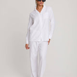 Luxury Cotton Modal Long Pyjama Set in White - UK Size 12