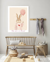 Rabbit, Bunny 'You are so loved' Nursery Art Print : A3
