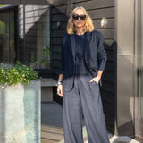 CHALK Ellie Linen Waistcoat in Navy