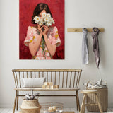 Impressionist Female Daisy Flower Portrait Art Print