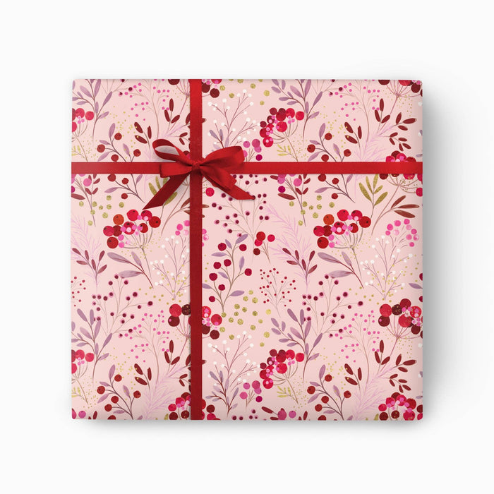 Blush Berry Christmas Wrapping Paper - 2 Sheets